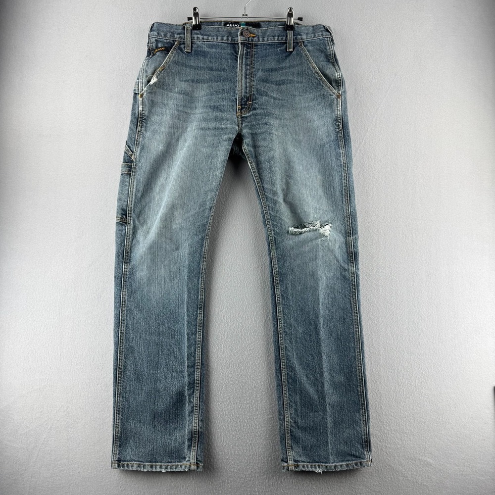 Ariat Jeans Mens 36x34 (Fits 36x33) REBAR M7 Slim Straight Workwear Denim